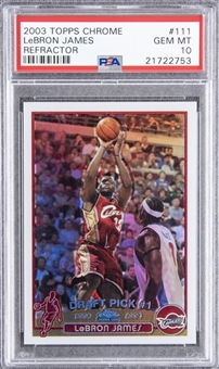 2003/04 Topps Chrome Refractor #111 LeBron James Rookie Card – PSA GEM MT 10